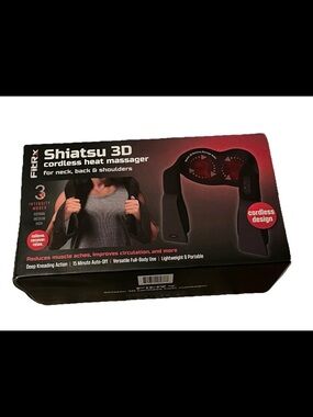 FitRx Shiatsu 3D Cordless Heat Massager - Black - Neck, Back & Shoulders